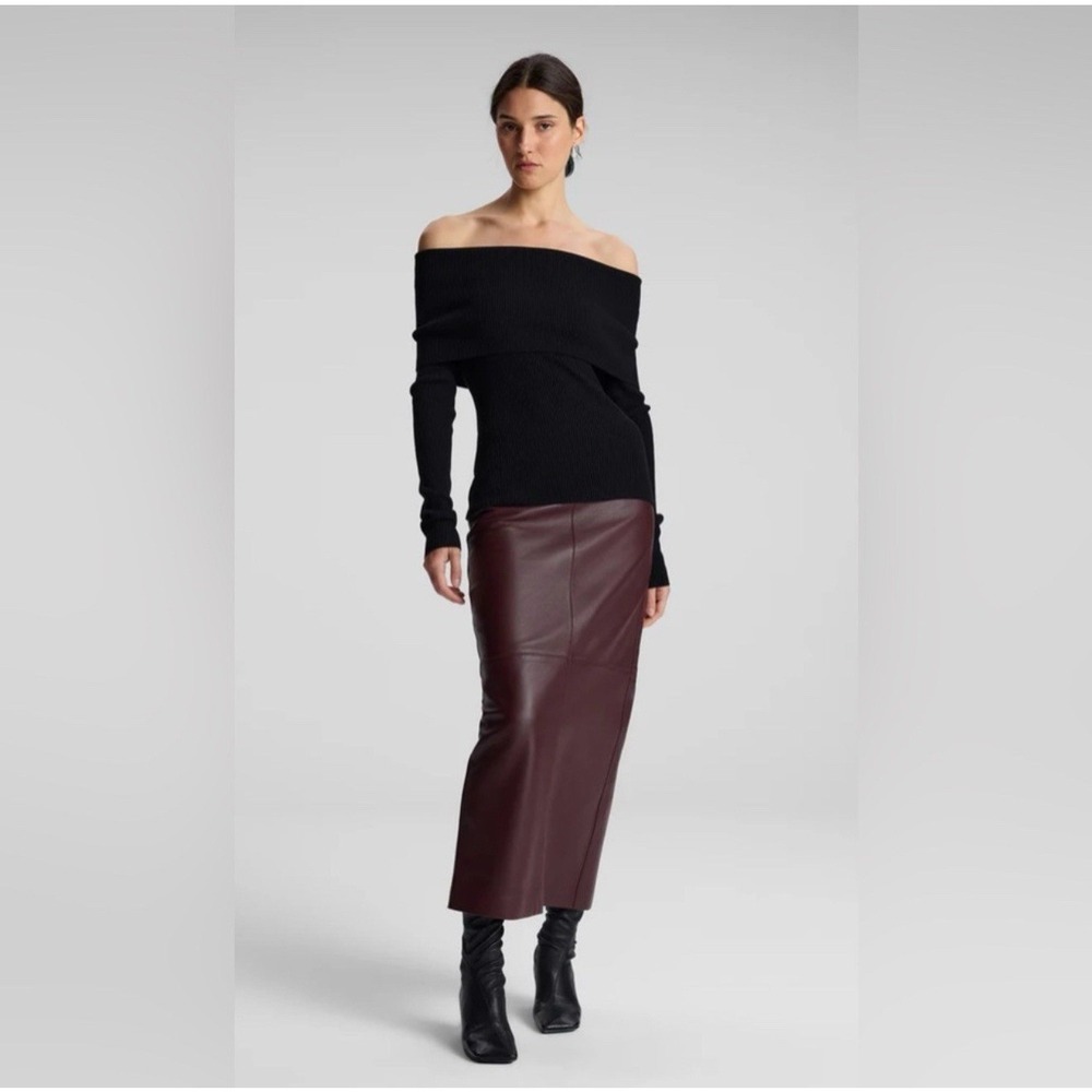 NWT A.L.C. ALC Evelyn Merino Off Shoulder Top in Black Sz XS $450